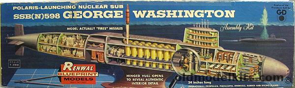 Renwal 1/200 SSB(N)-598 George Washington Polaris-Launching Nuclear Submarine, 651 plastic model kit